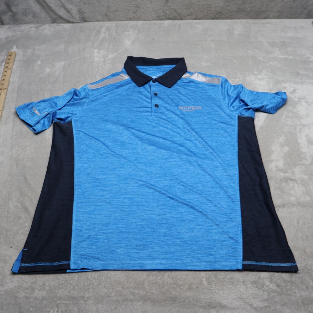 Amazon Shirt Mens Large Blue High Heat Polo 2.0 Short Sleeve Performance Light
